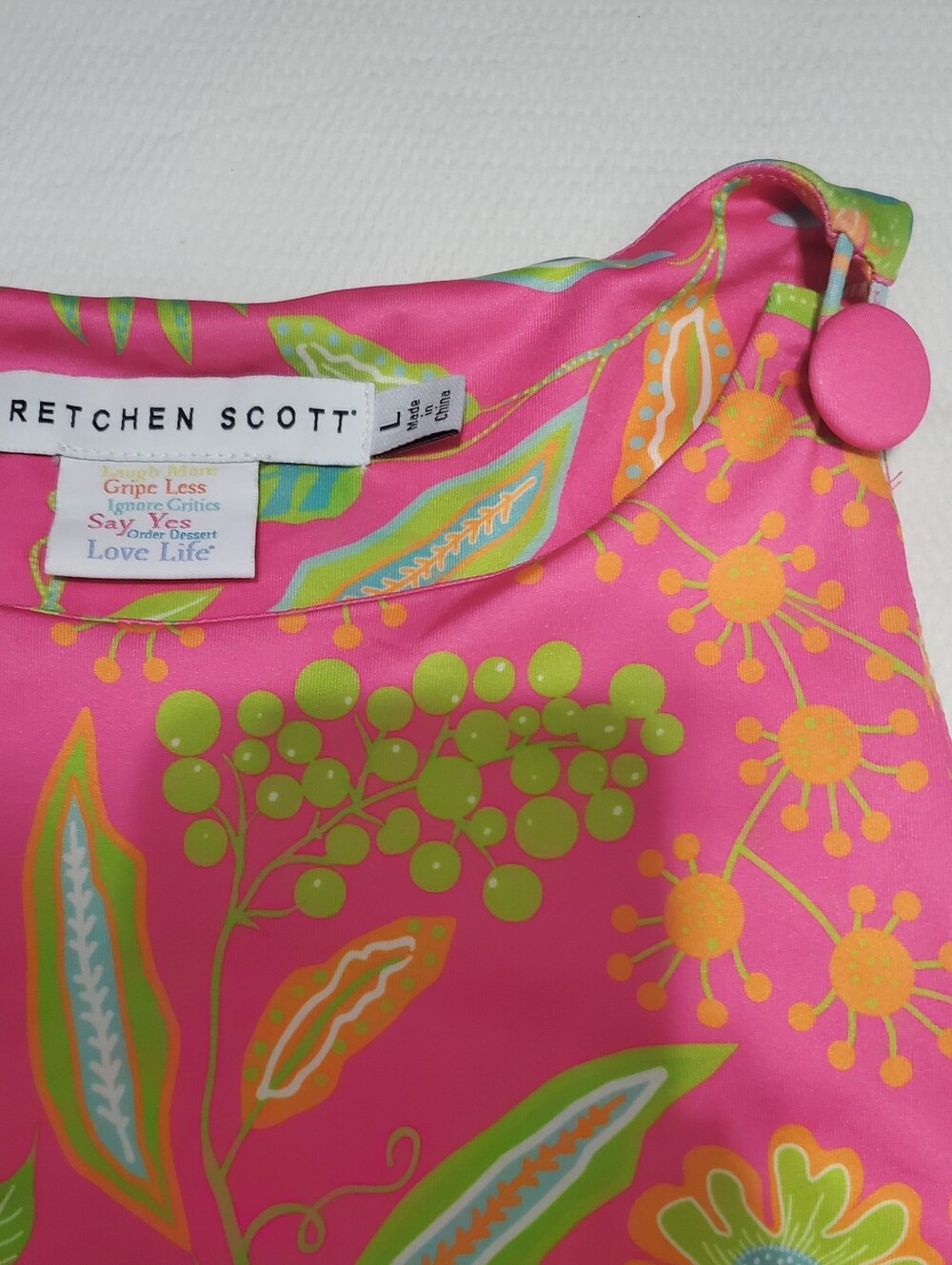 Gretchen Scott Jersey Side Tie Maxi Dress Hummingbird Heaven Pink Size Large - Picture 4 of 10